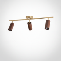 Ceiling Light Japandi Minimalist Wood Brass Acrylic Shade, E26 Base