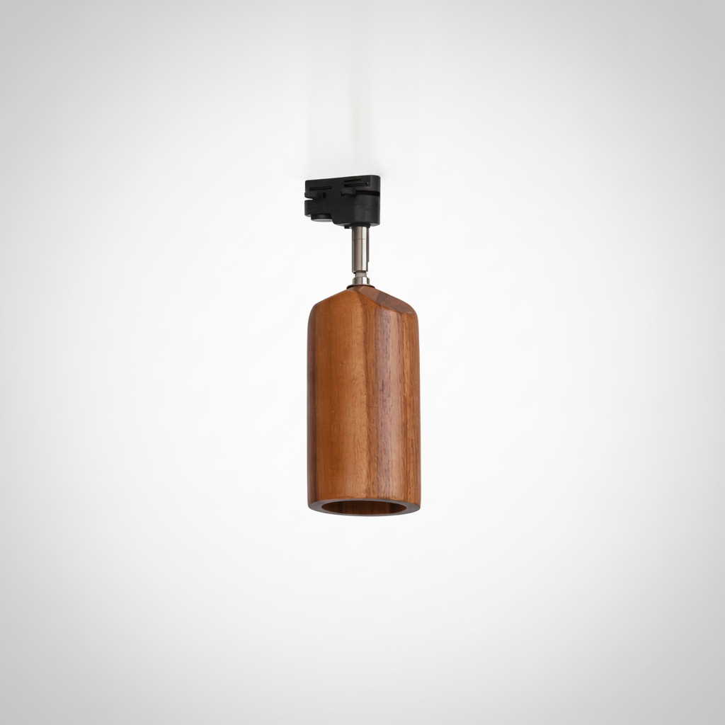 Track Ceiling Light Wood and Metal, GU10 Base, Hardwired