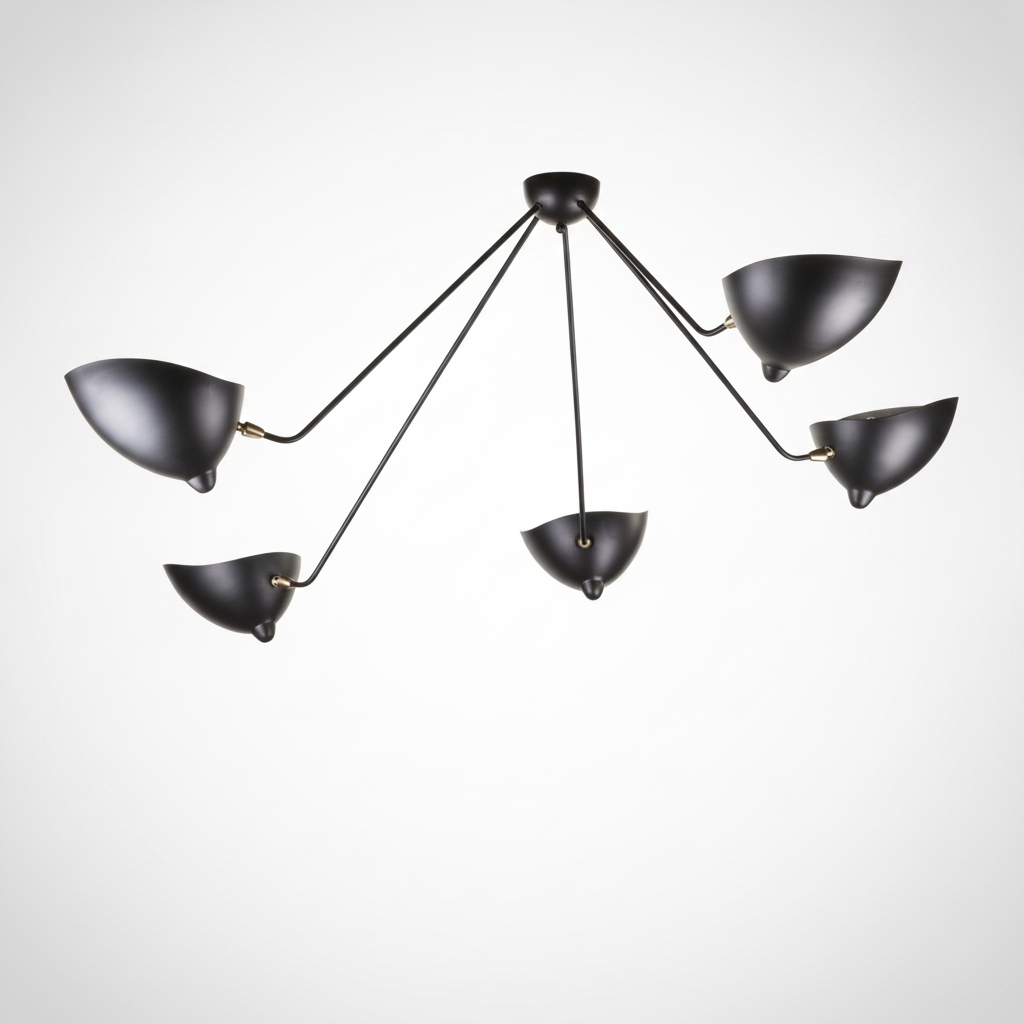 Multi Arm Spider Ceiling Light Lacquered Aluminum and Steel with