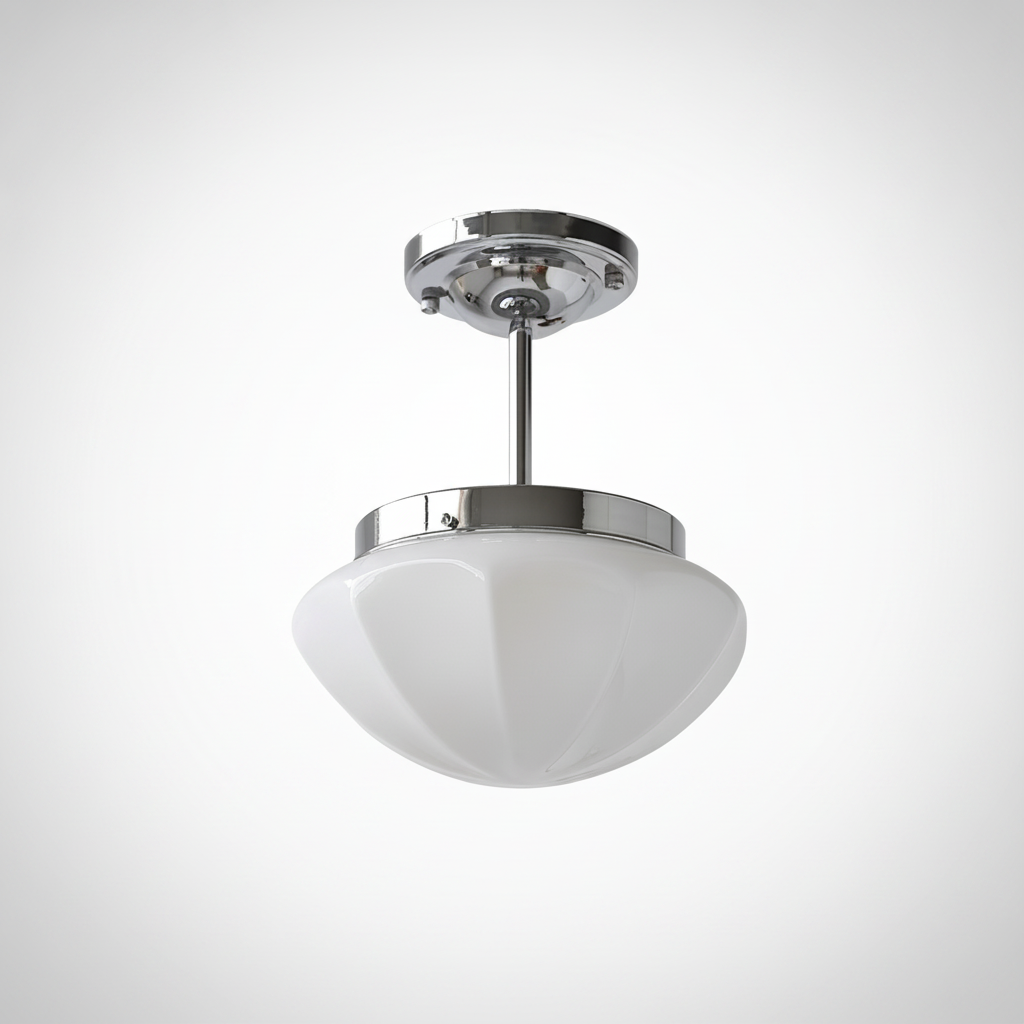 Mini Ceiling Pendant Light Art Deco Metal Glass, E26 Base, Hardwired