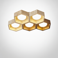 Flush Mount Ceiling Light Yellow Travertine Stone with Frame