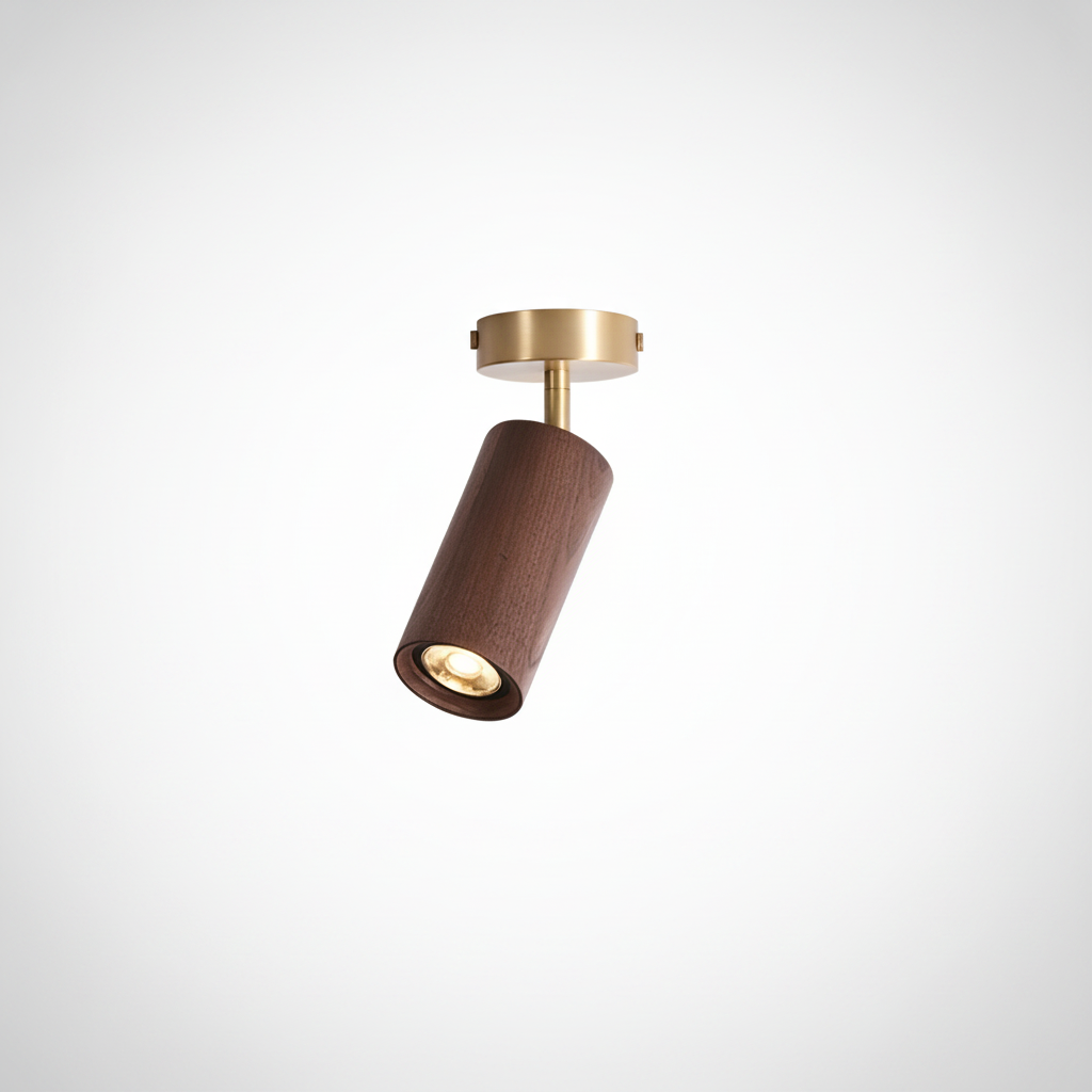 Ceiling Light Japandi Minimalist Wood Brass Acrylic Shade, E26 Base