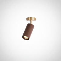 Ceiling Light Japandi Minimalist Wood Brass Acrylic Shade, E26 Base