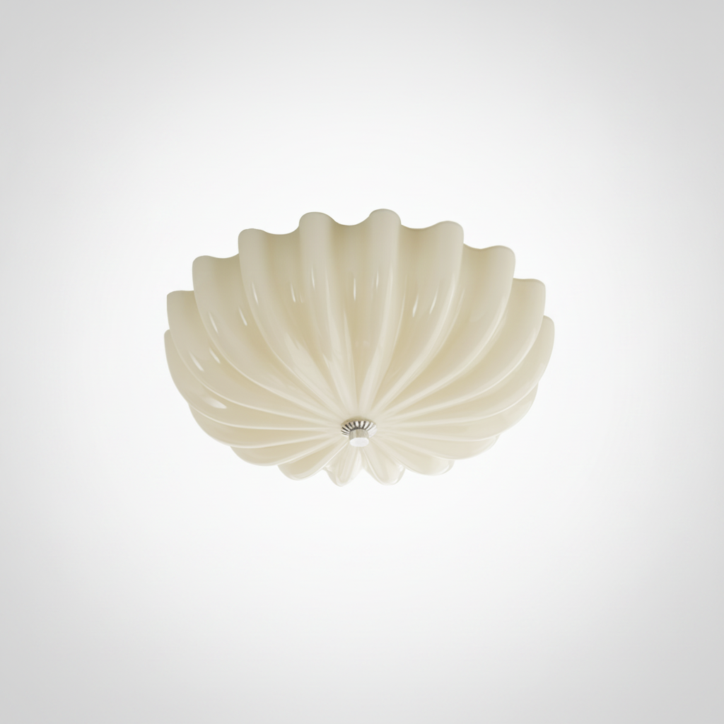 Flush Mount Ceiling Fixture Blown Glass Integrated LED, Bedroom