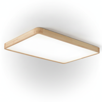 Flush Mount Ceiling Light Modern Geometric Natural Rubberwood