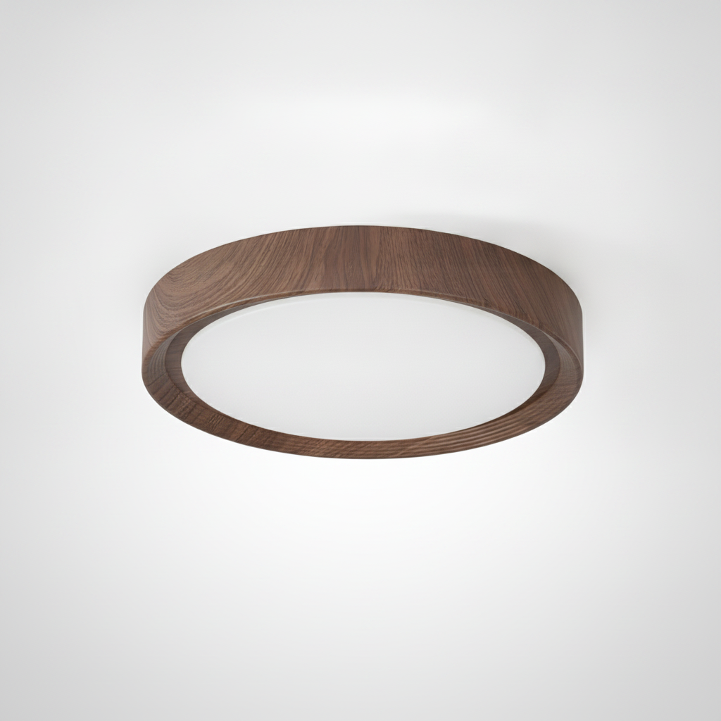 Scandinavian Flush Mount Ceiling Lamp Wood Grain Round Integrated LED