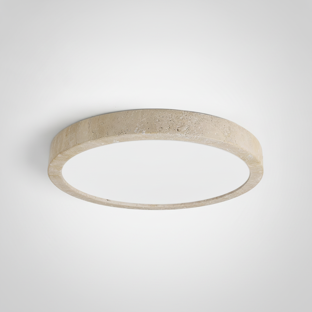 Travertine Flush Mount Ceiling Fixture, Integrated LED