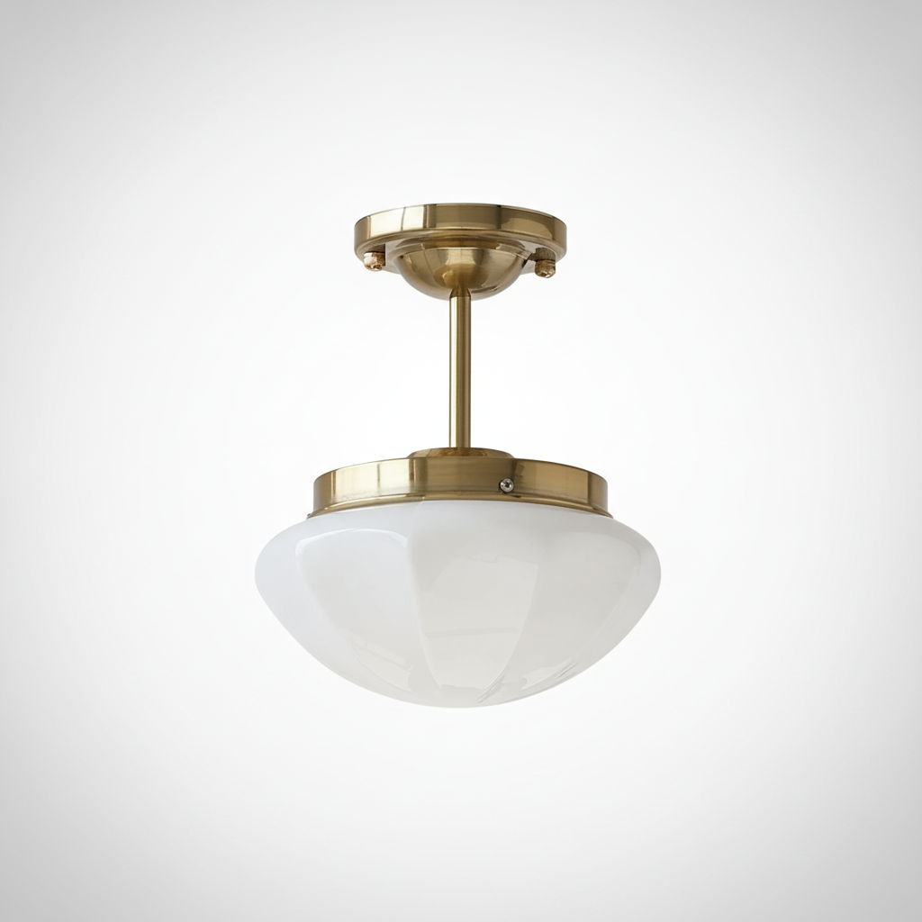 Mini Ceiling Pendant Light Art Deco Metal Glass, E26 Base, Hardwired