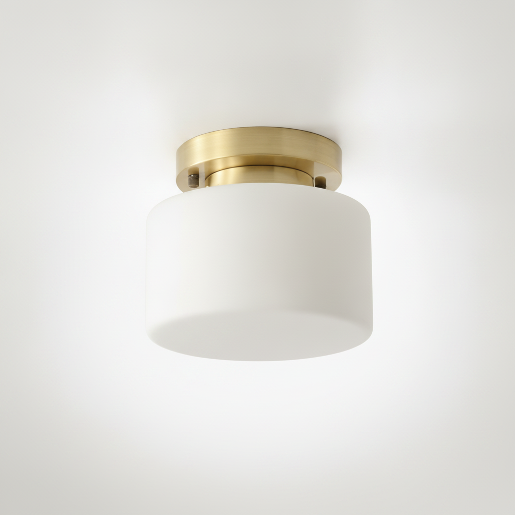 Clinio Flush Mount Ceiling Light, Brass, Glass, E26 Base