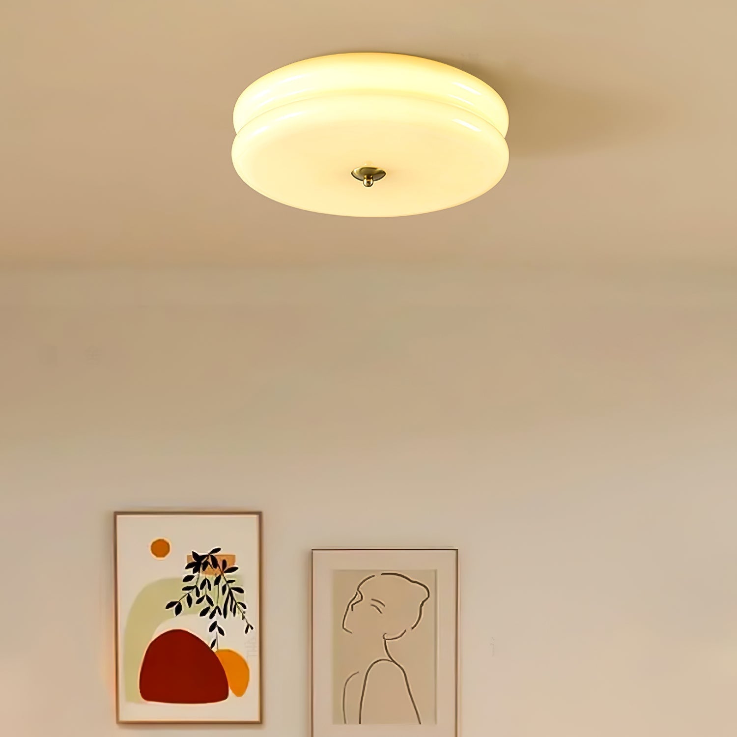 Plafonnier Art Déco en Verre Vintage