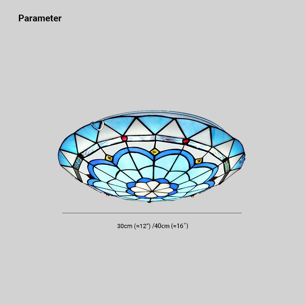 Plafonnier Hémicycle en Verre Style Tiffany