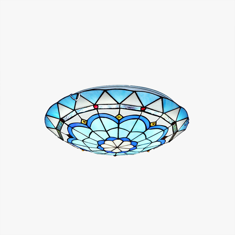 Plafonnier Hémicycle en Verre Style Tiffany