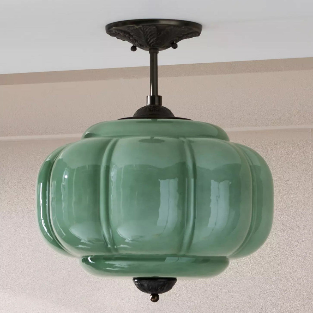 Plafonnier Semi-Encastré en Verre Vintage
