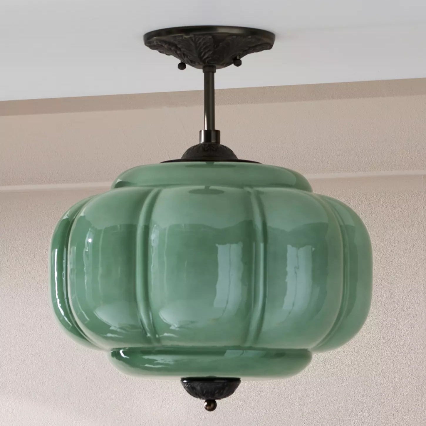 Plafonnier Semi-Encastré en Verre Vintage