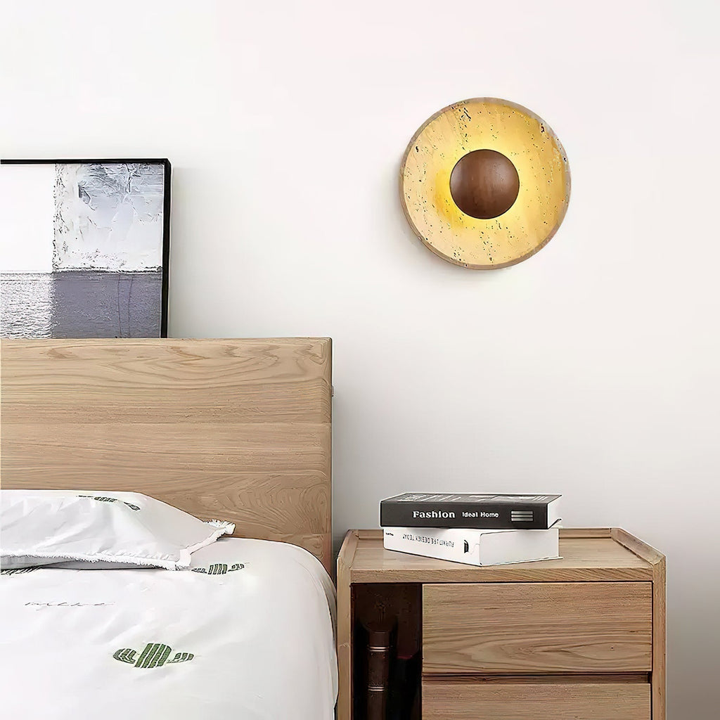 Applique Murale Disque Soleil en Travertin