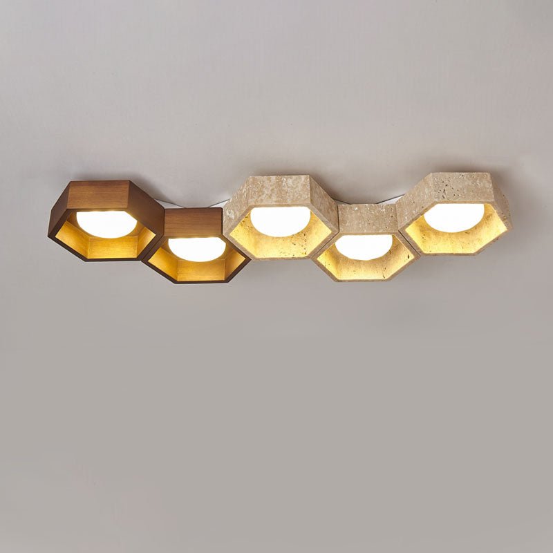Honeycomb Travertine Ceiling Lamp