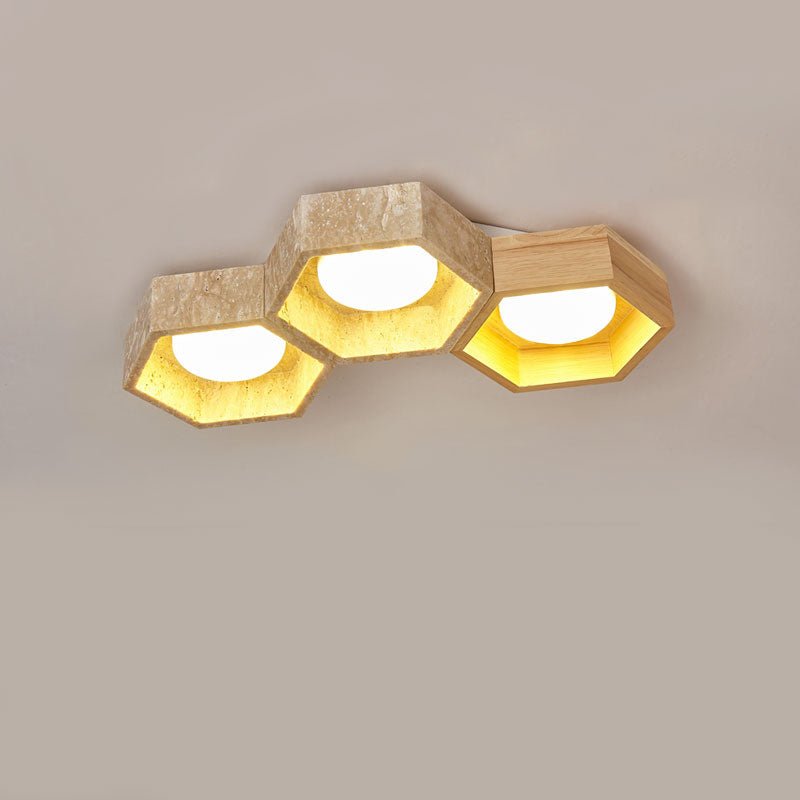 Honeycomb Travertine Ceiling Lamp
