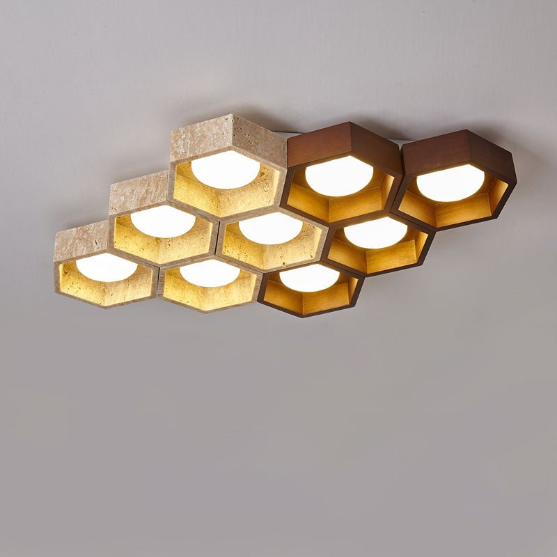 Honeycomb Travertine Ceiling Lamp
