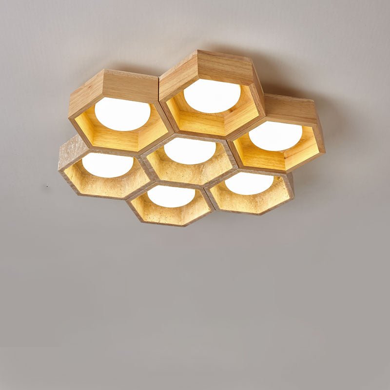 Honeycomb Travertine Ceiling Lamp