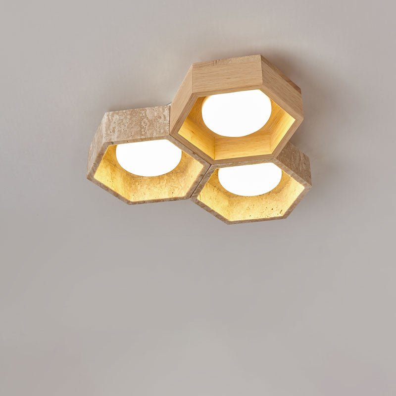 Honeycomb Travertine Ceiling Lamp