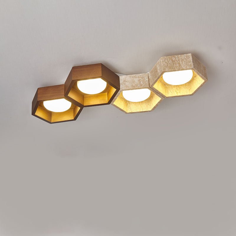Honeycomb Travertine Ceiling Lamp