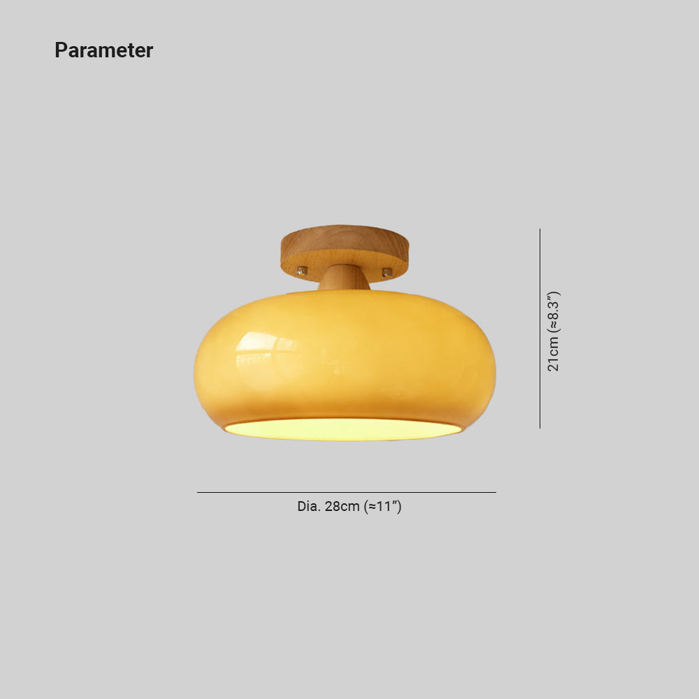 Plafonnier Encastré en Bois et Verre