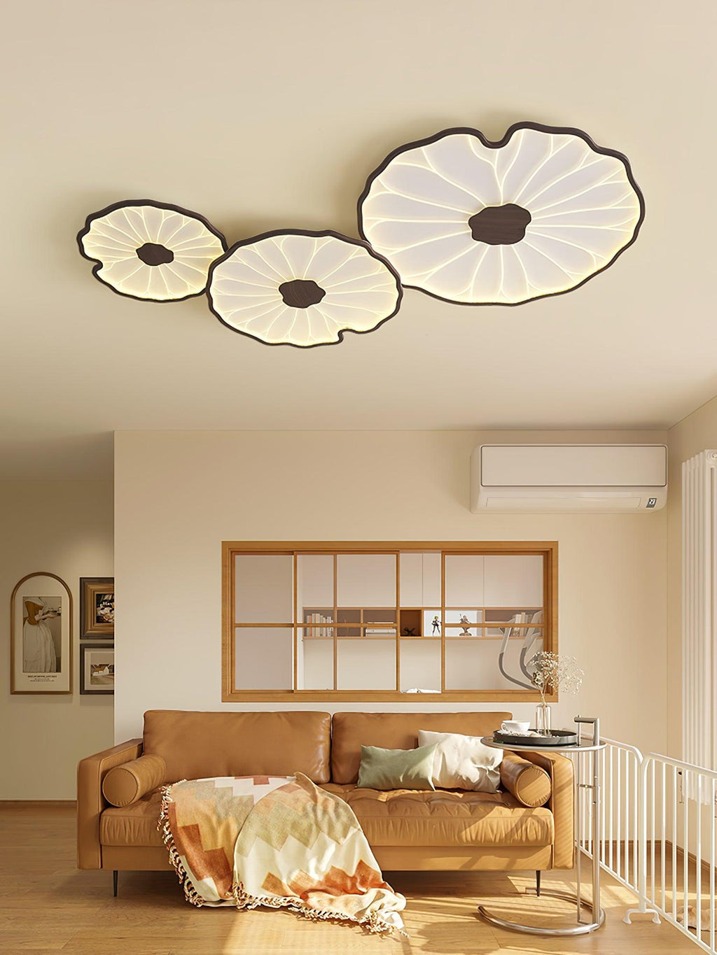 Plafonnier Feuille de Lotus en Bois