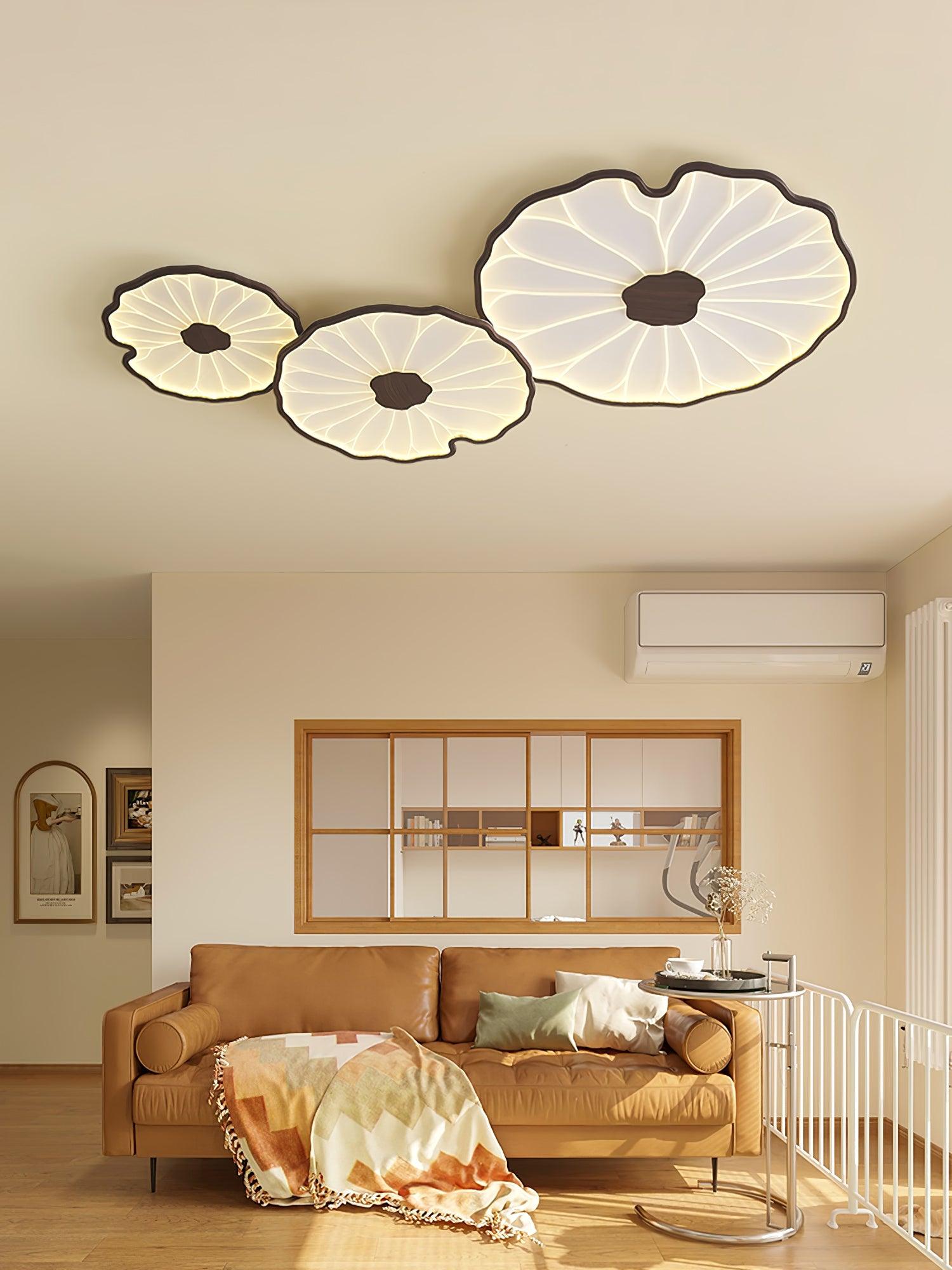 Plafonnier Feuille de Lotus en Bois