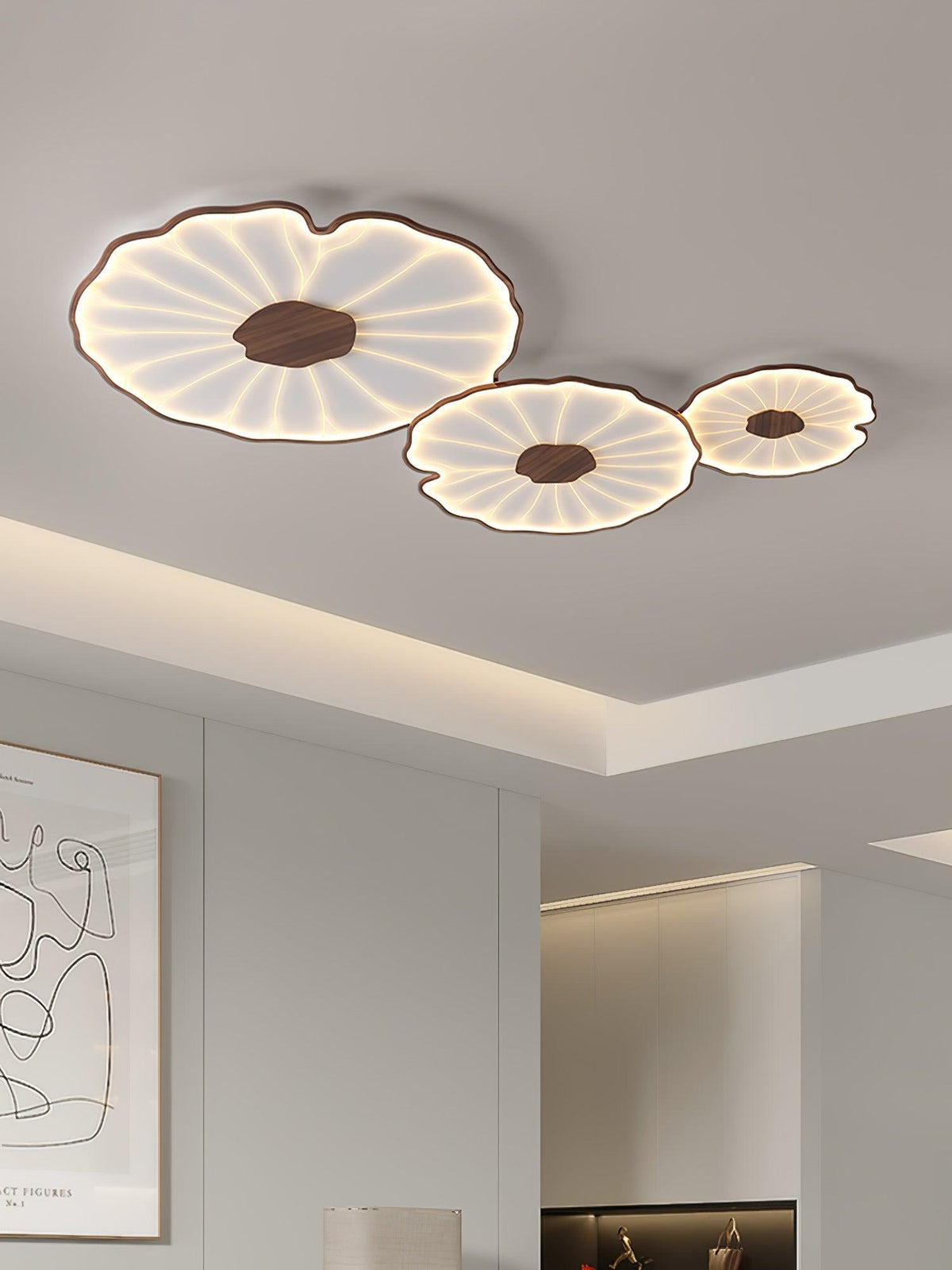 Plafonnier Feuille de Lotus en Bois