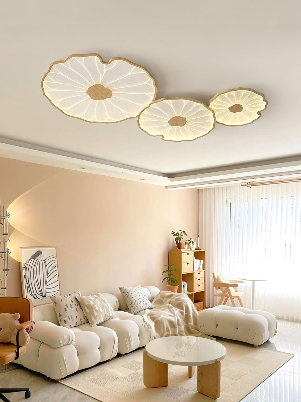 Plafonnier Feuille de Lotus en Bois