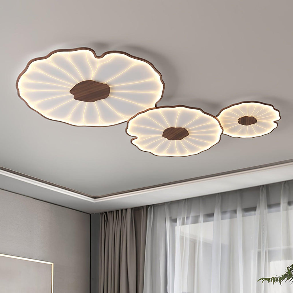 Plafonnier Feuille de Lotus en Bois