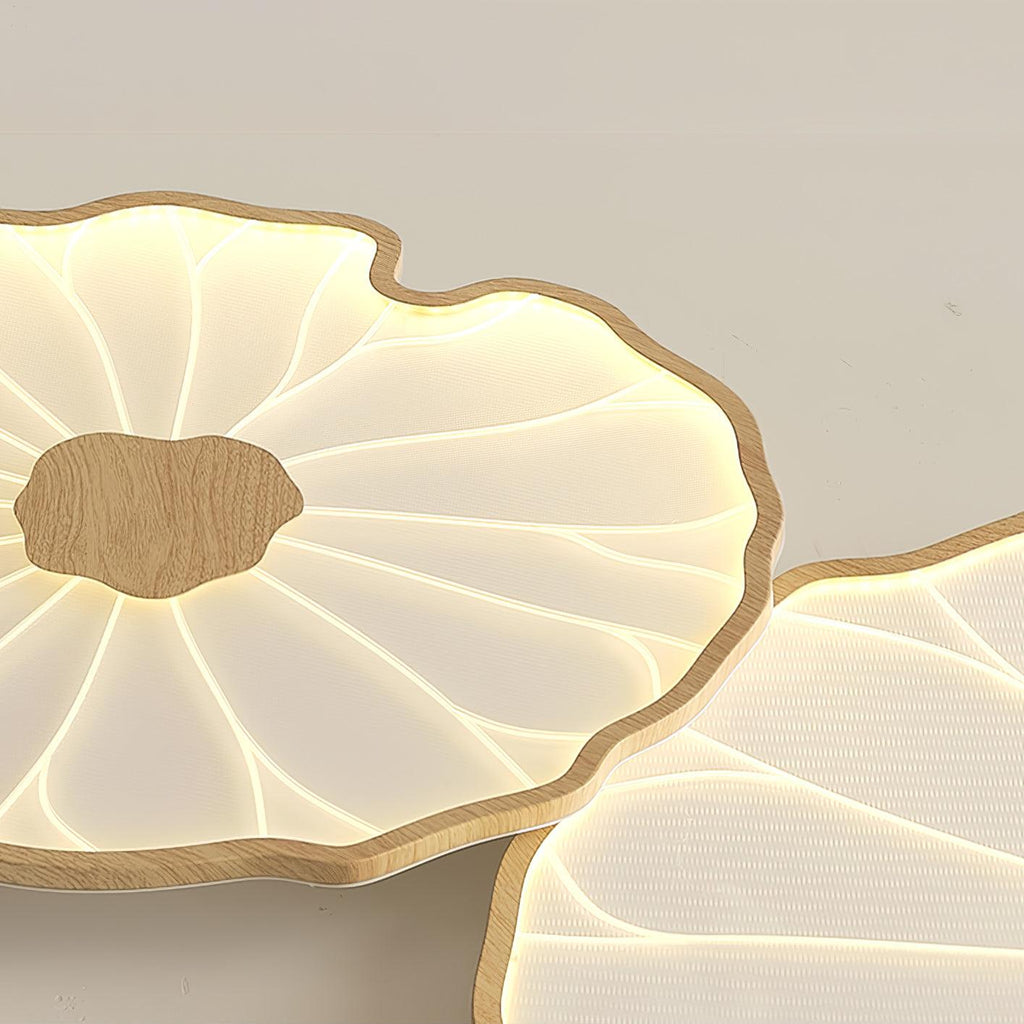 Plafonnier Feuille de Lotus en Bois