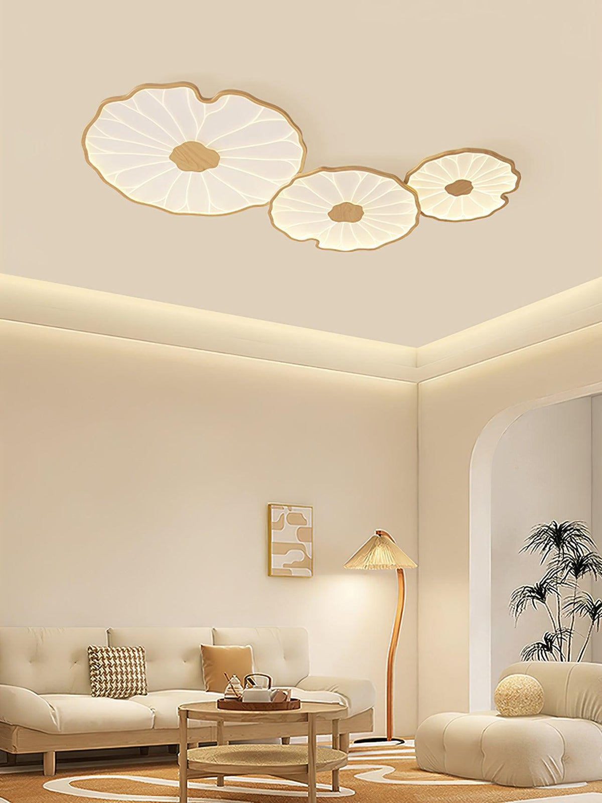 Plafonnier Feuille de Lotus en Bois