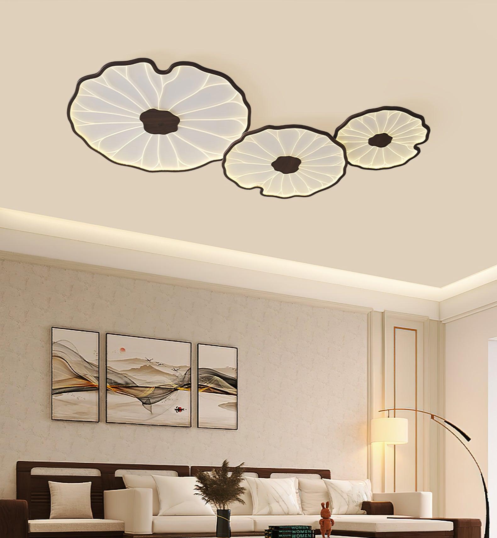 Plafonnier Feuille de Lotus en Bois