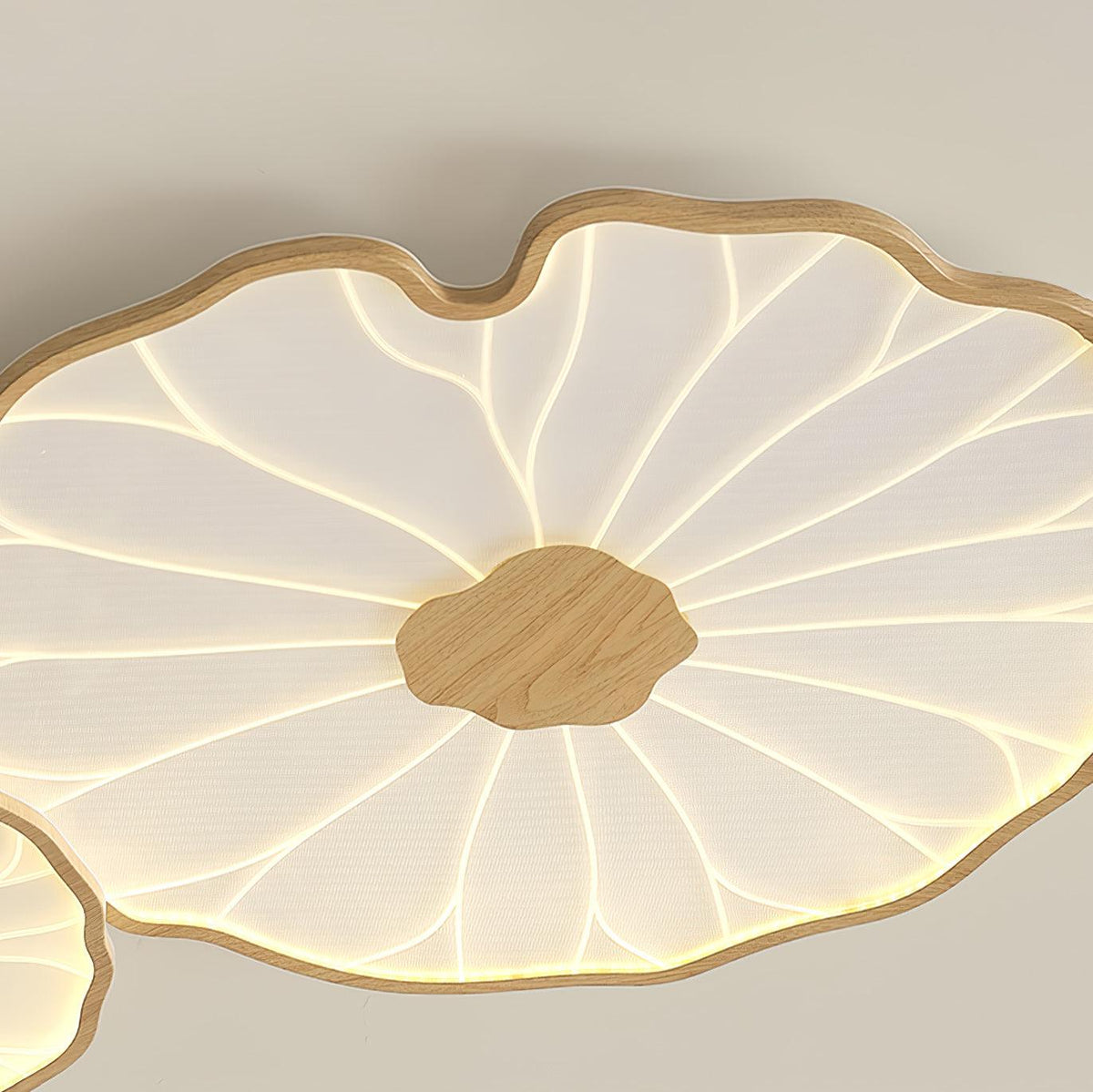 Plafonnier Feuille de Lotus en Bois