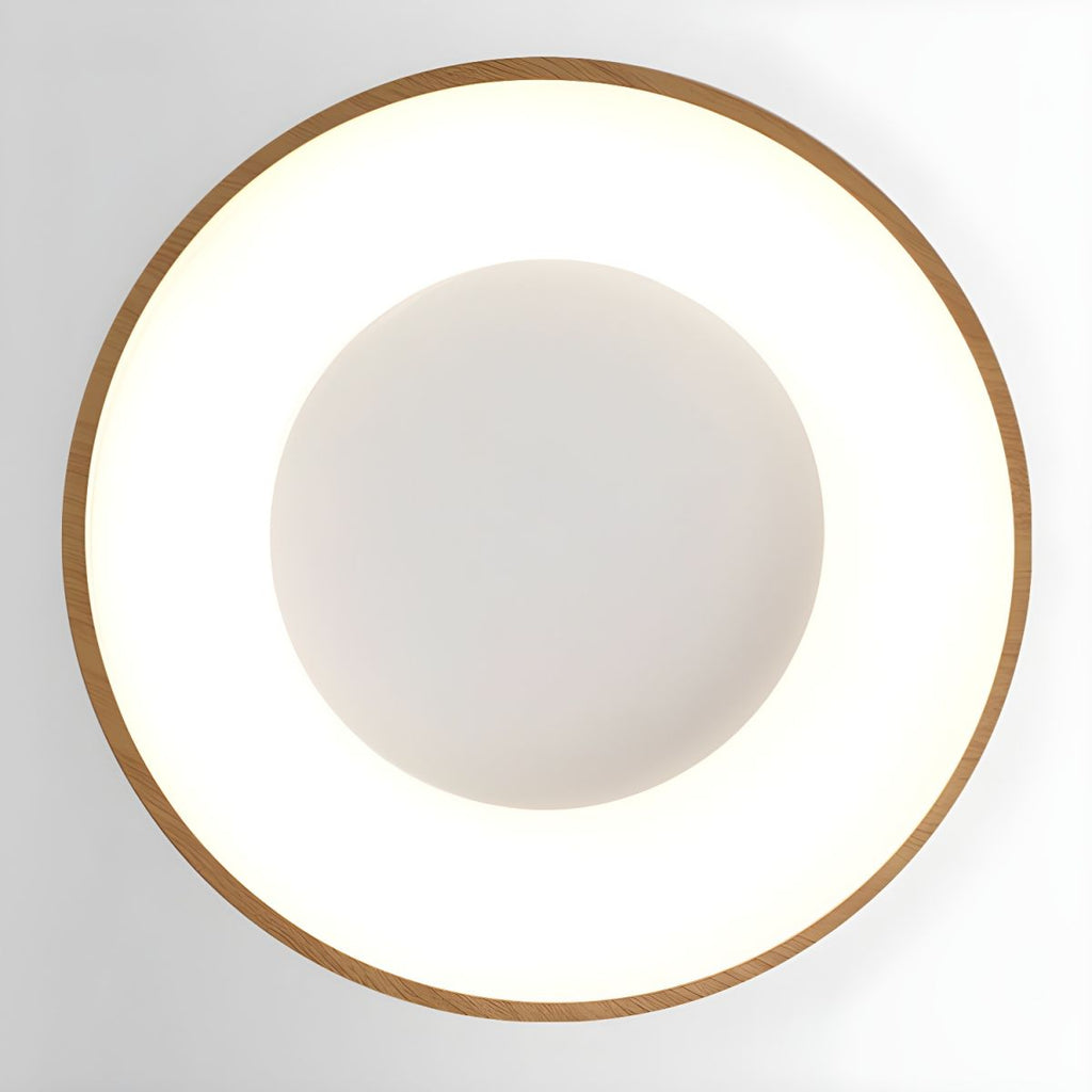 Plafonnier Rond Minimaliste en Bois