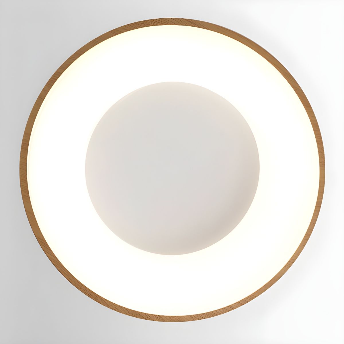 Plafonnier Rond Minimaliste en Bois