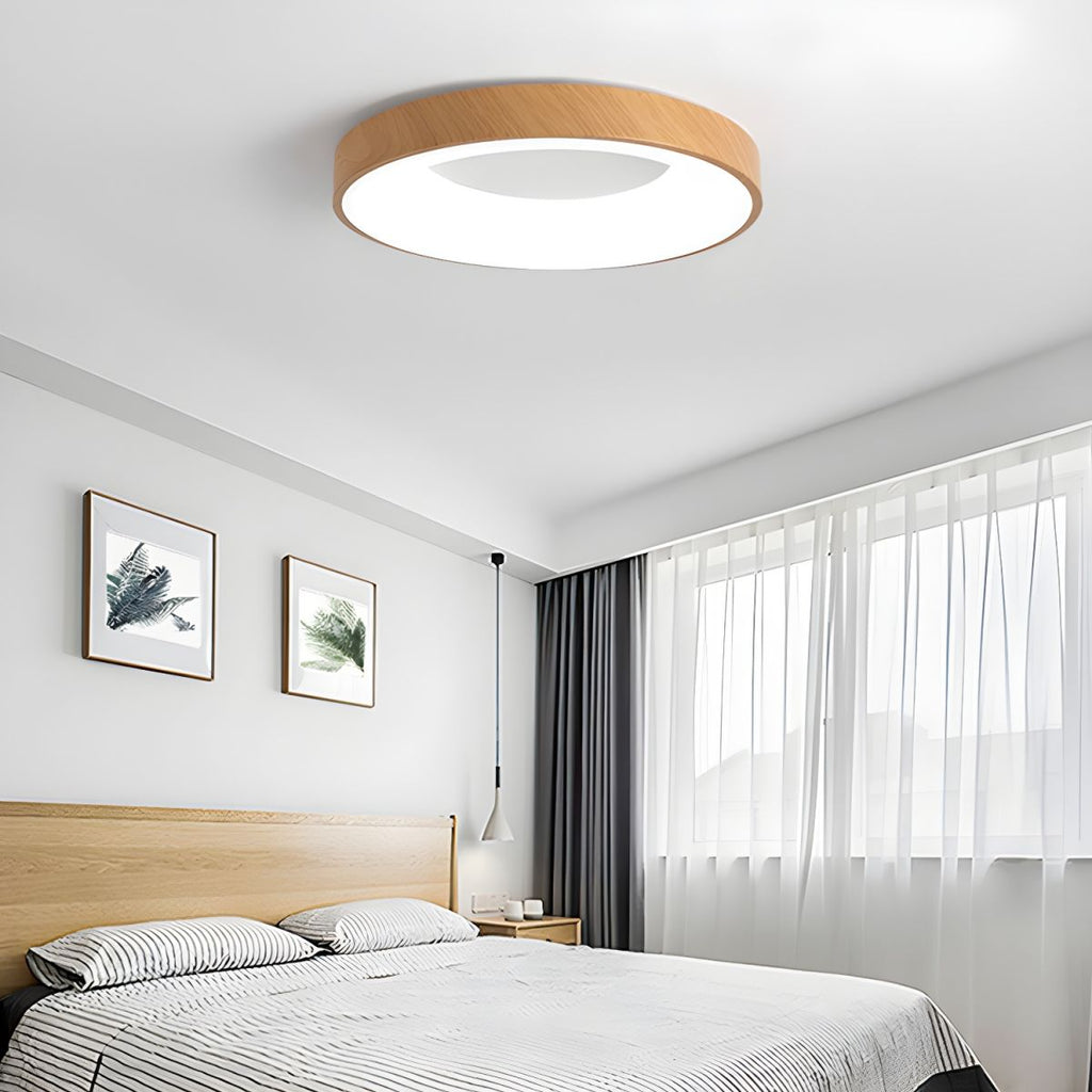 Plafonnier Rond Minimaliste en Bois
