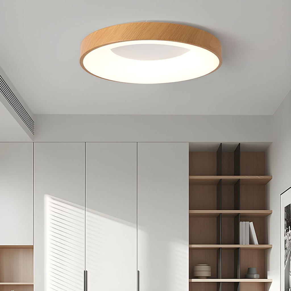 Plafonnier Rond Minimaliste en Bois