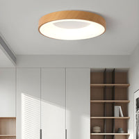 Plafonnier Rond Minimaliste en Bois