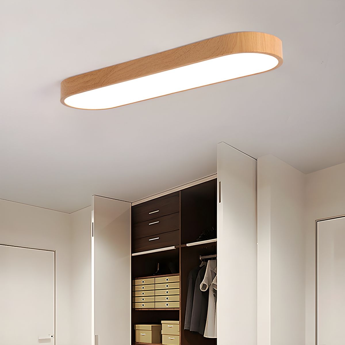 Plafonnier Rond Minimaliste en Bois