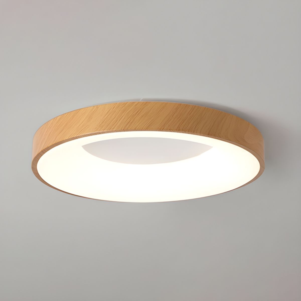 Plafonnier Rond Minimaliste en Bois