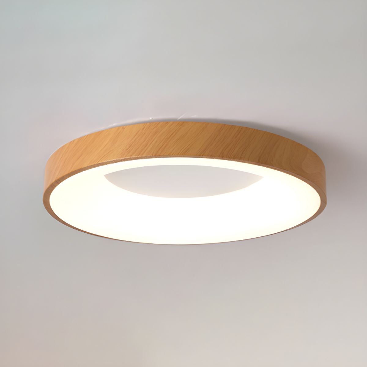 Plafonnier Rond Minimaliste en Bois
