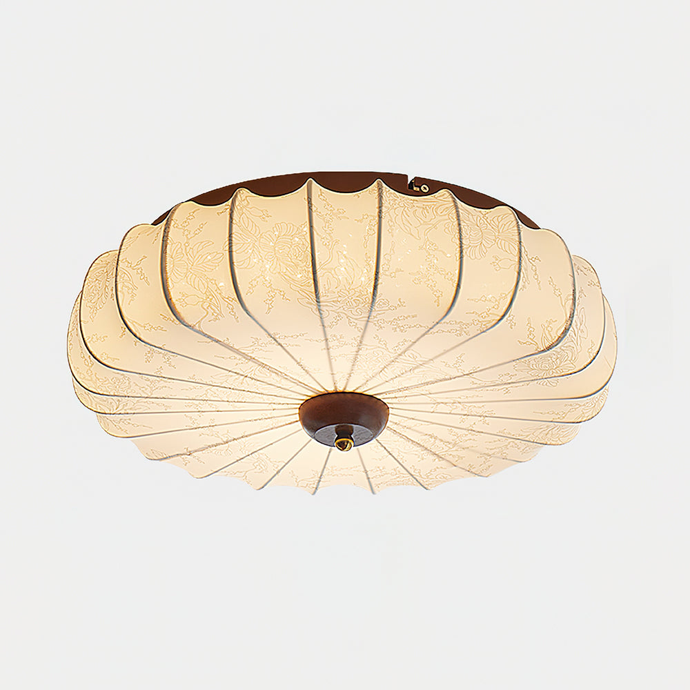 Plafonnier en Tissu Plissé Forme Lotus