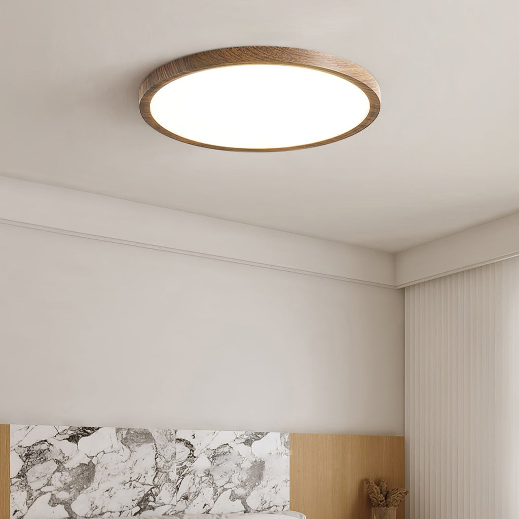 Plafonnier Rond Ultra-Fin Finition Bois