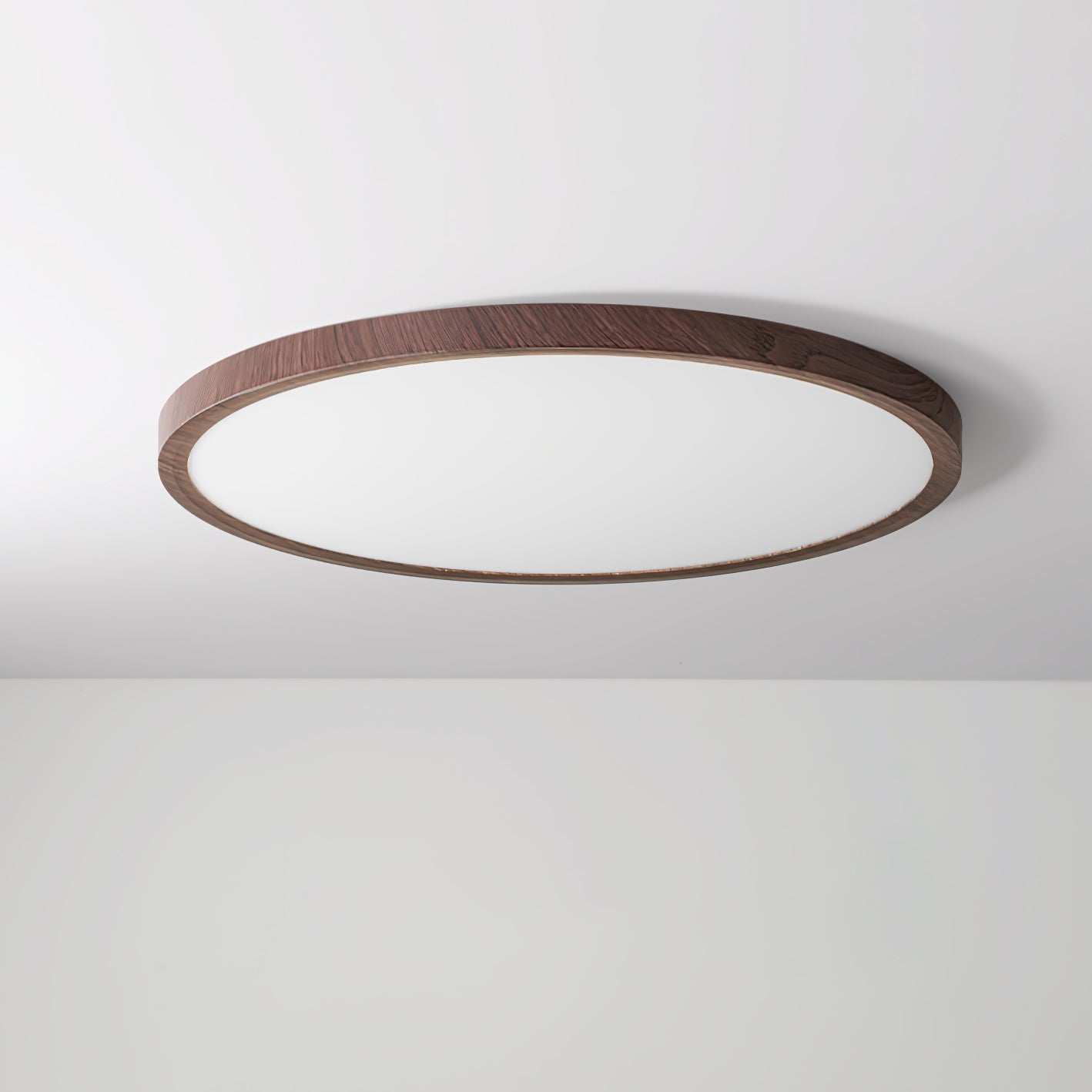 Plafonnier Rond Ultra-Fin Finition Bois