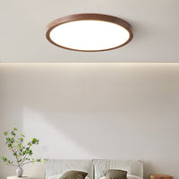 Plafonnier Rond Ultra-Fin Finition Bois