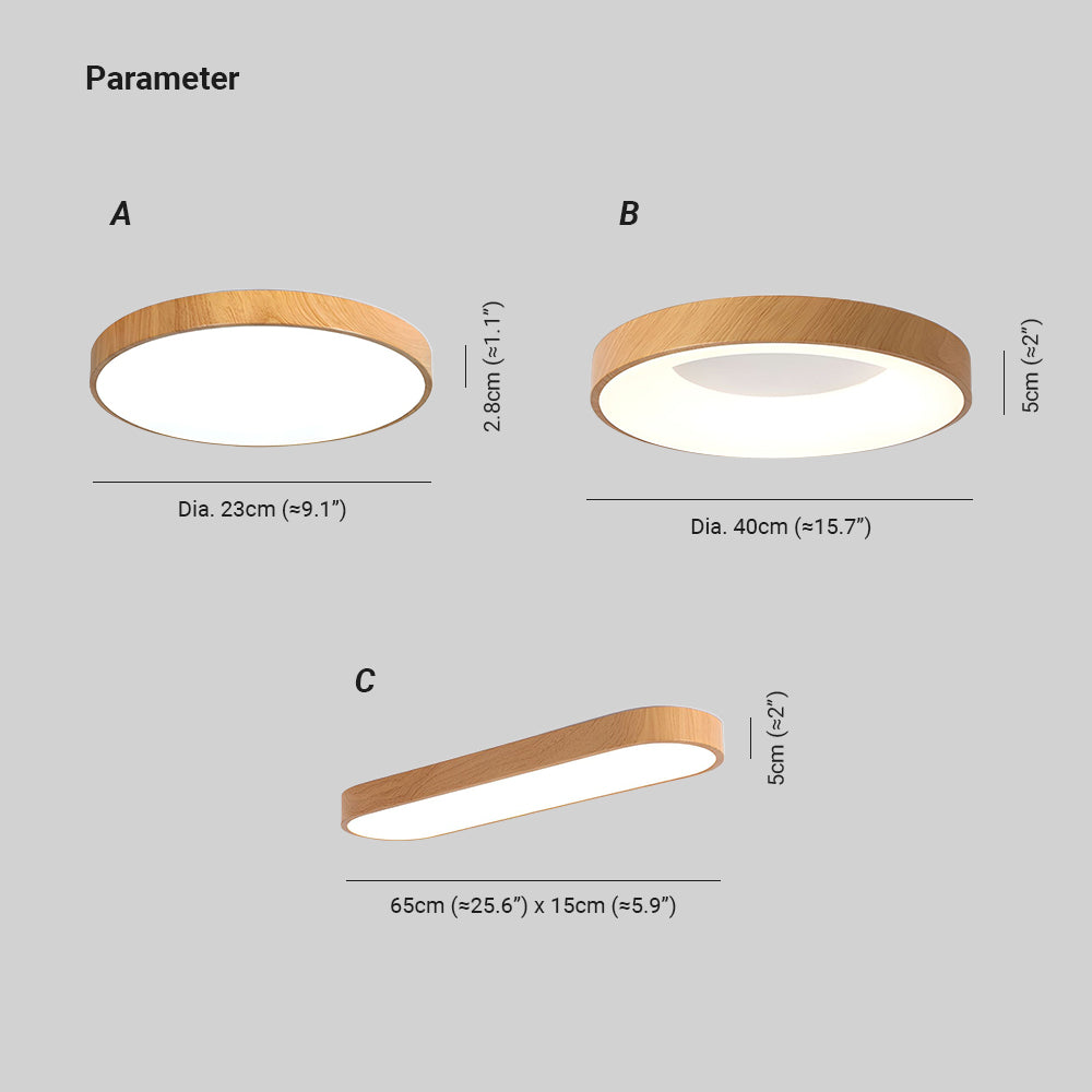Plafonnier Rond Minimaliste en Bois