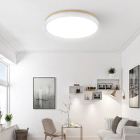 White Round Wooden Ceiling Lamp