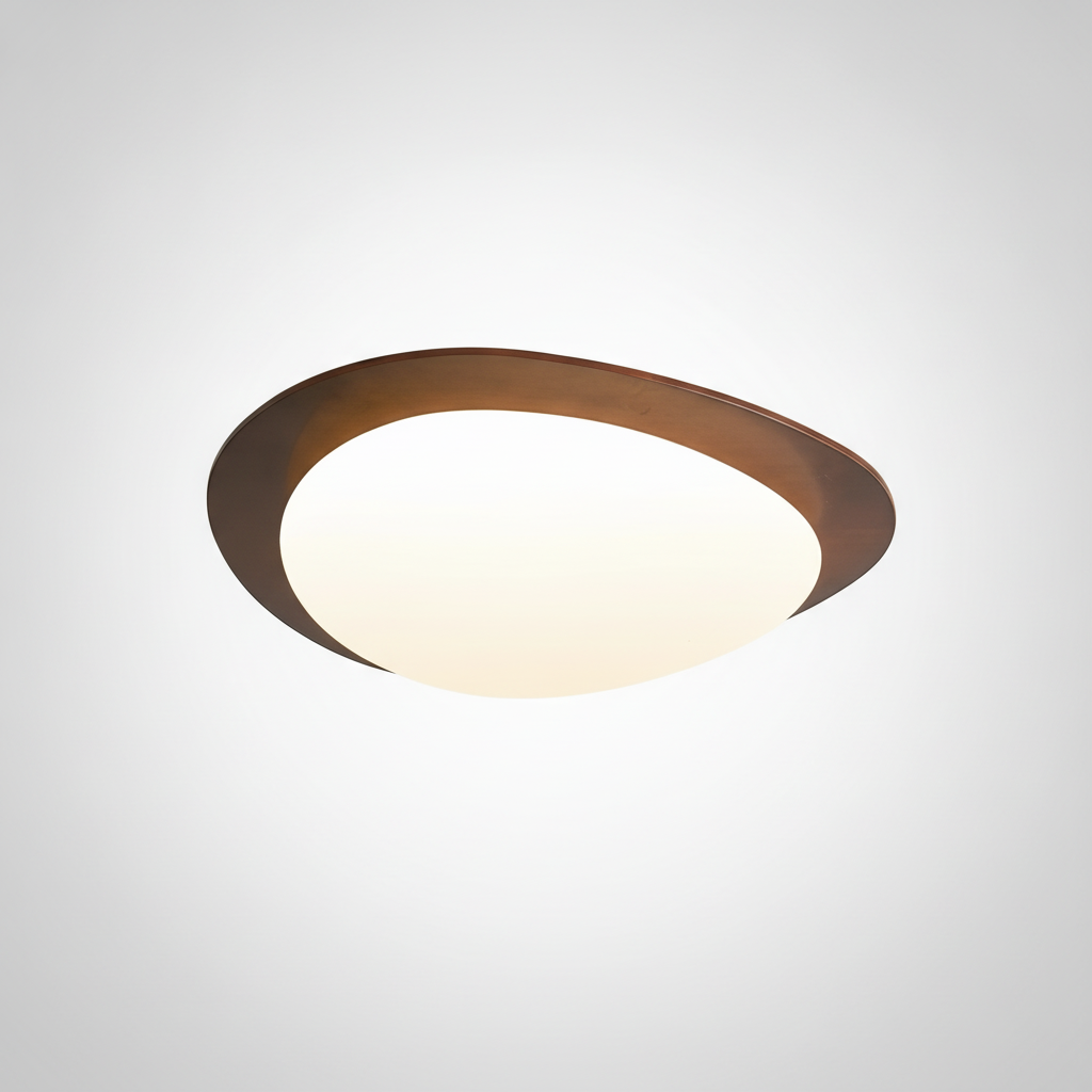 Flush Mount Ceiling Light Pebble Wood Integrated LED